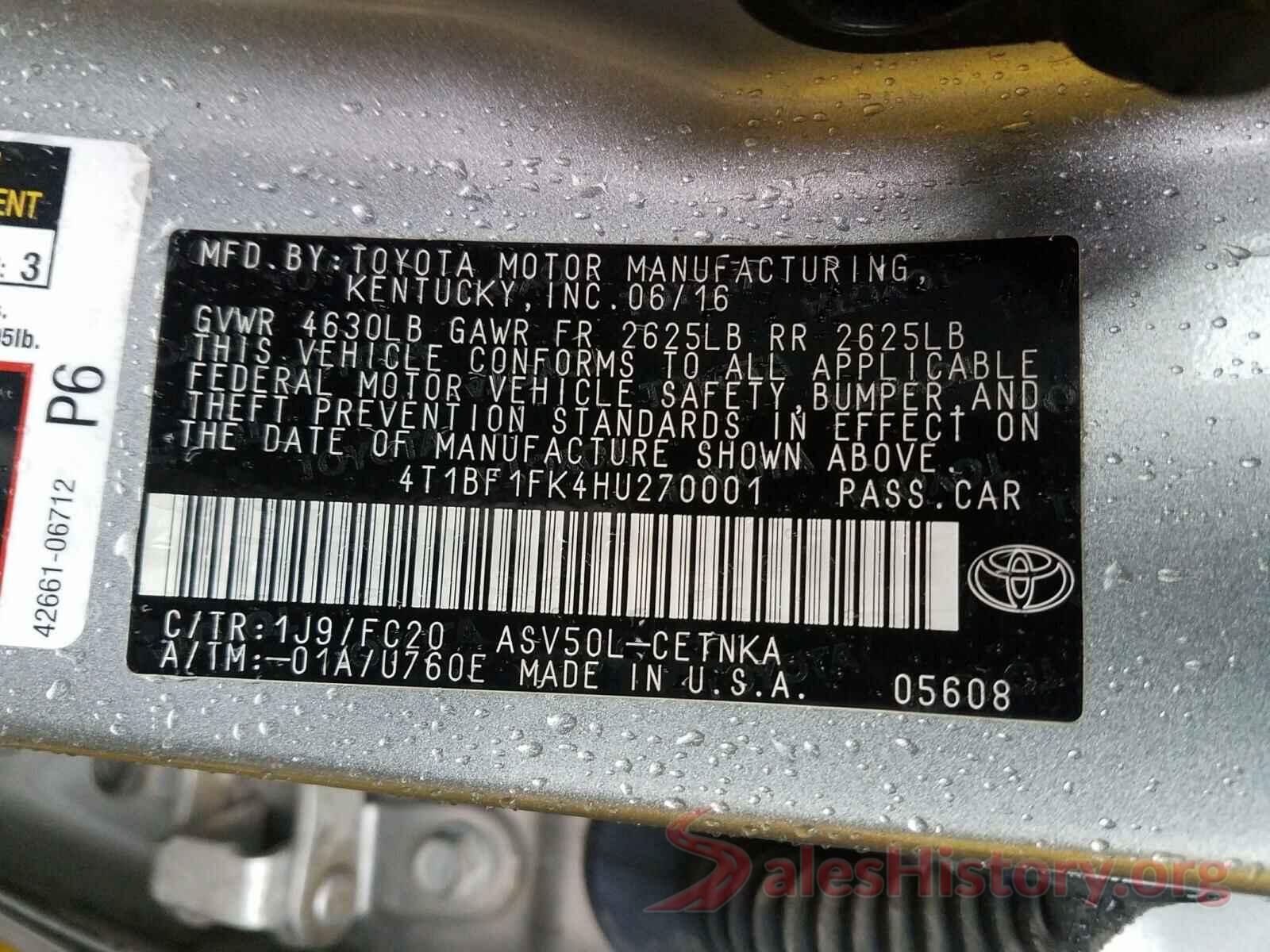 4T1BF1FK4HU270001 2017 TOYOTA CAMRY