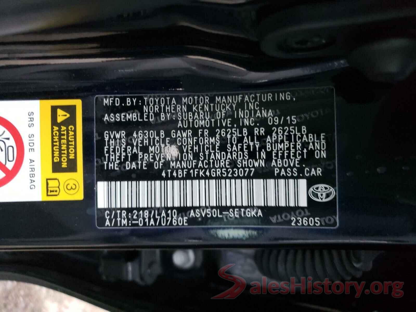 4T4BF1FK4GR523077 2016 TOYOTA CAMRY