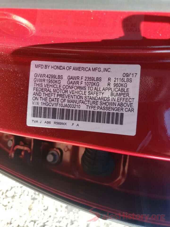 1HGCV1F10JA003210 2018 HONDA ACCORD