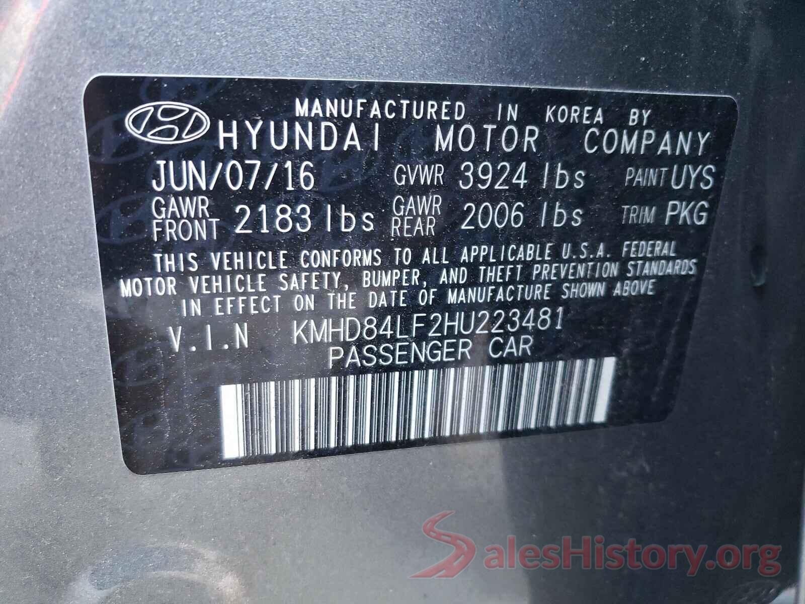 KMHD84LF2HU223481 2017 HYUNDAI ELANTRA