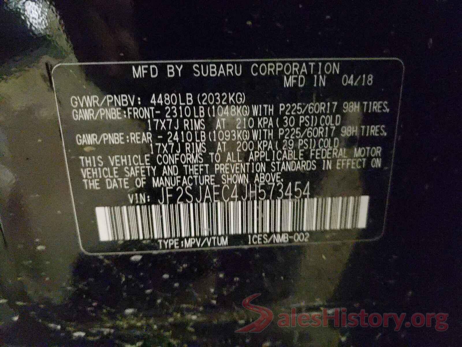 JF2SJAEC4JH573454 2018 SUBARU FORESTER