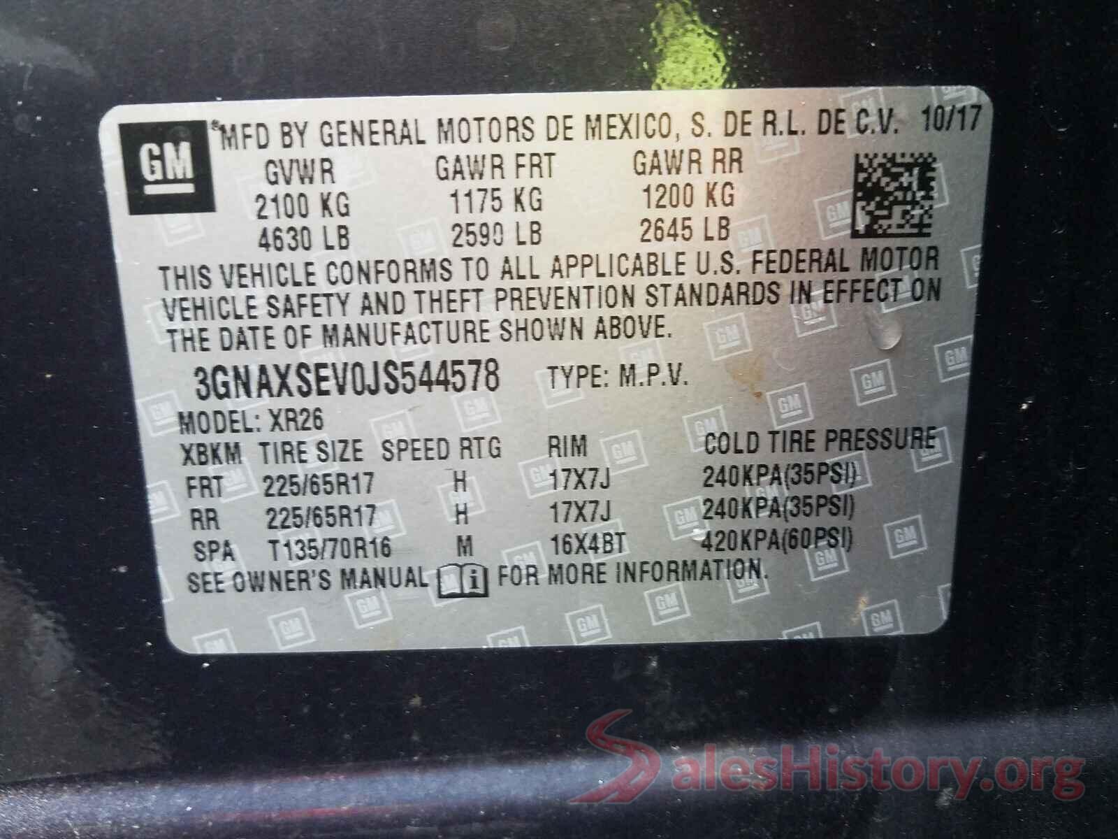 3GNAXSEV0JS544578 2018 CHEVROLET EQUINOX