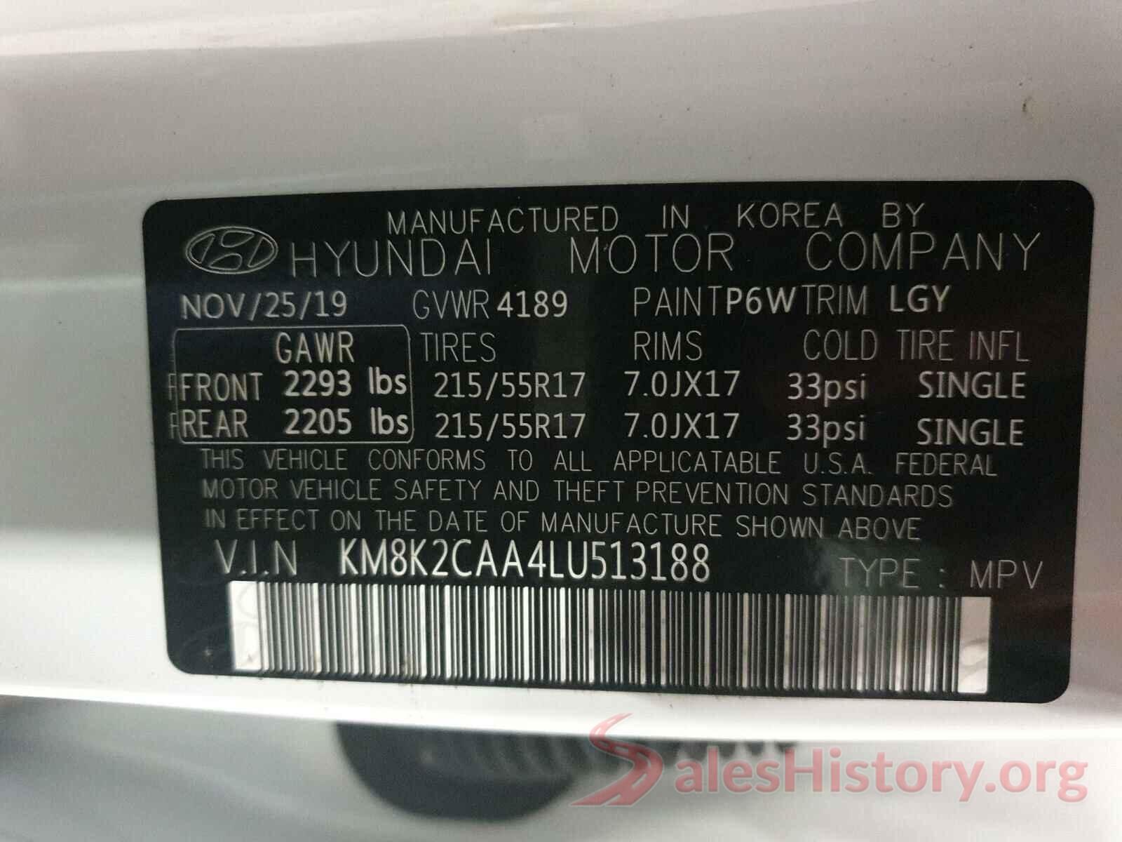 KM8K2CAA4LU513188 2020 HYUNDAI KONA