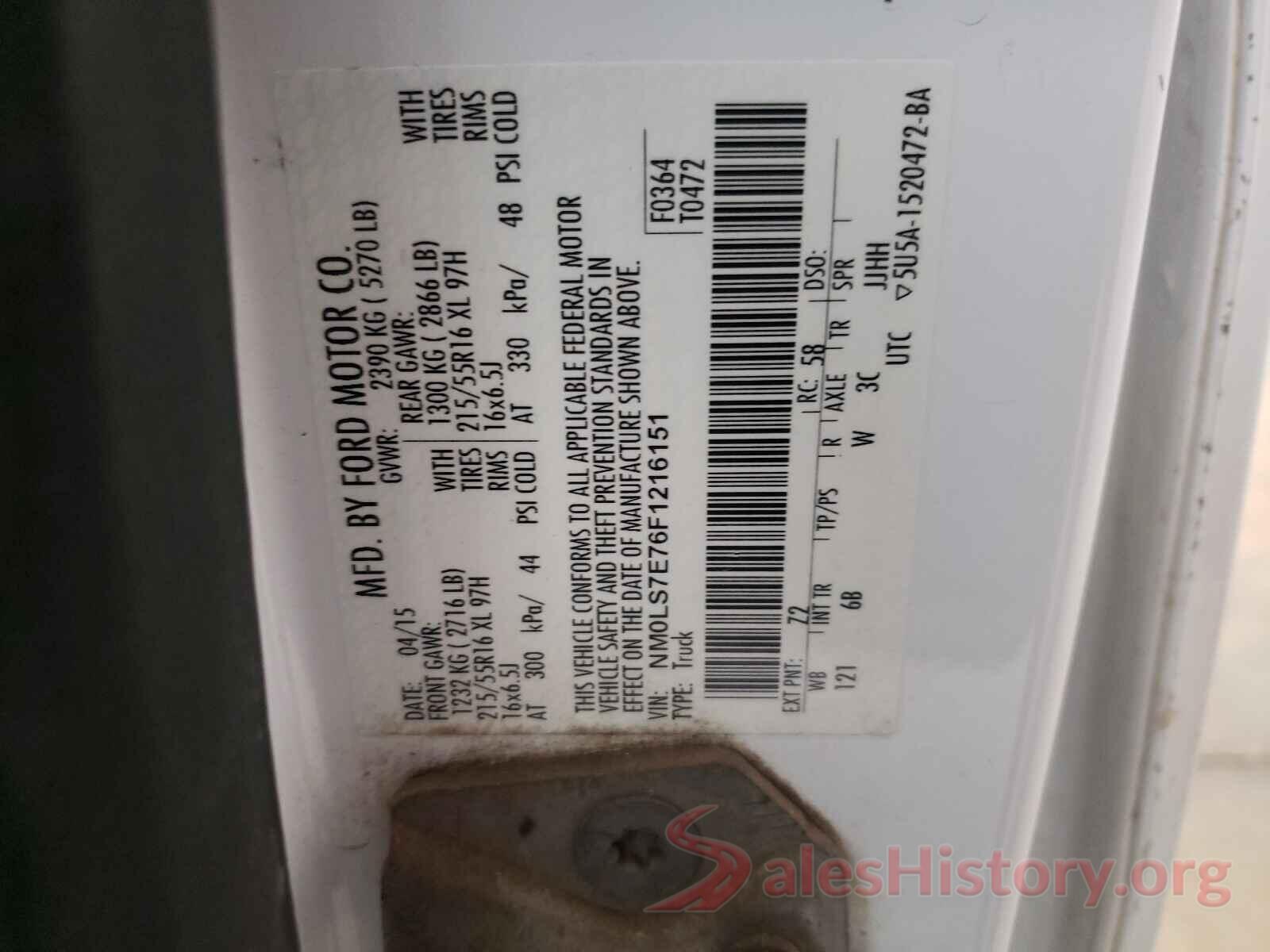 NM0LS7E76F1216151 2015 FORD TRANSIT CO