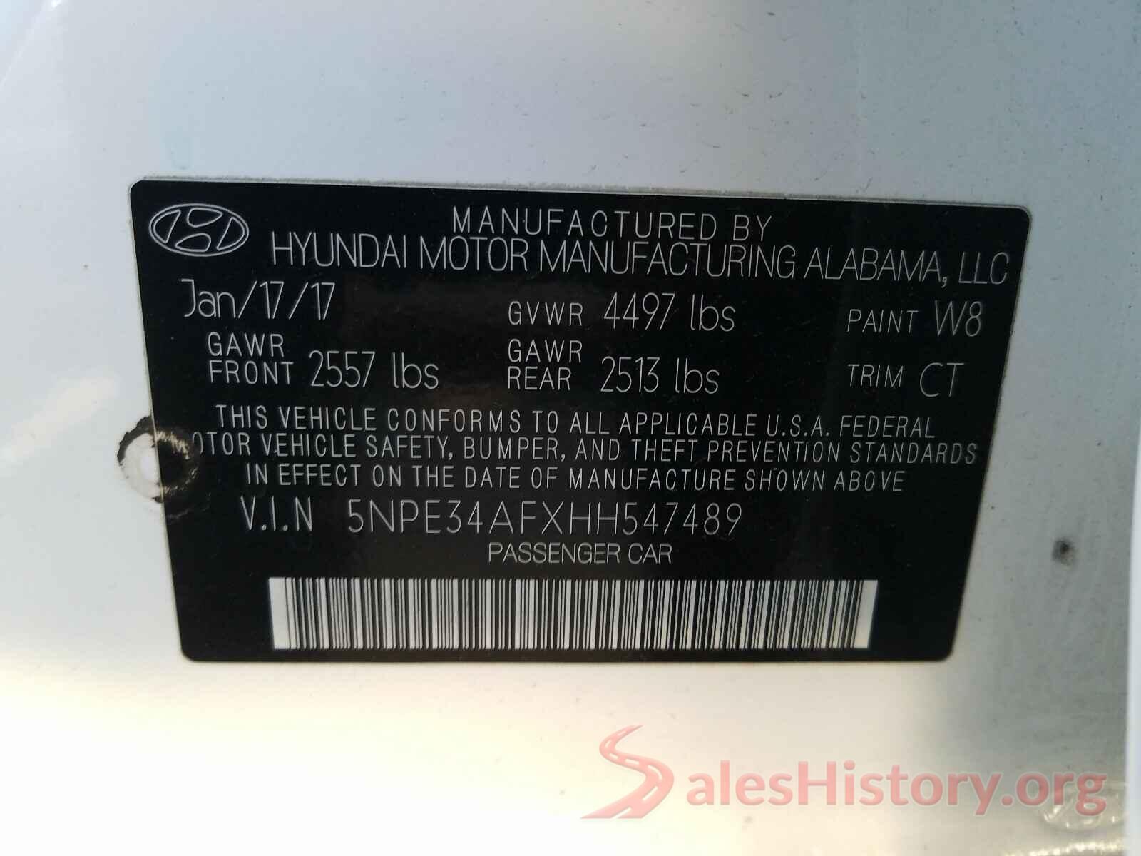 5NPE34AFXHH547489 2017 HYUNDAI SONATA