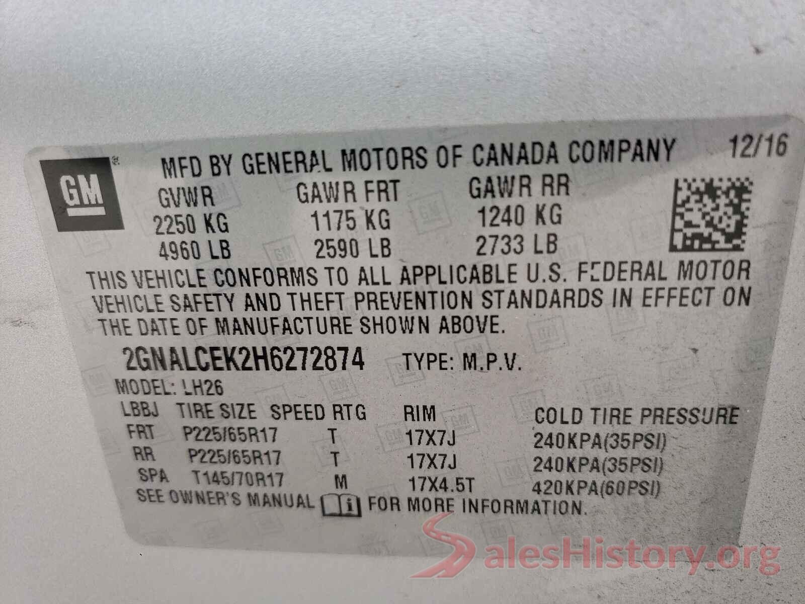 2GNALCEK2H6272874 2017 CHEVROLET EQUINOX