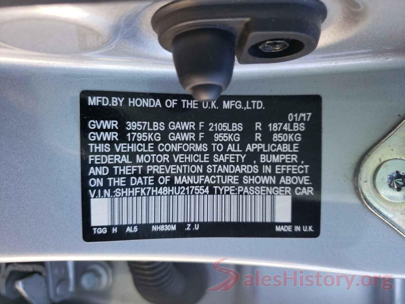 SHHFK7H48HU217554 2017 HONDA CIVIC