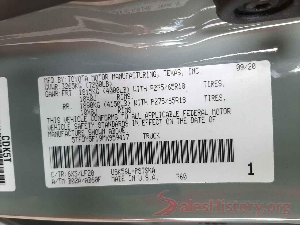 5TFDY5F19MX959417 2021 TOYOTA TUNDRA