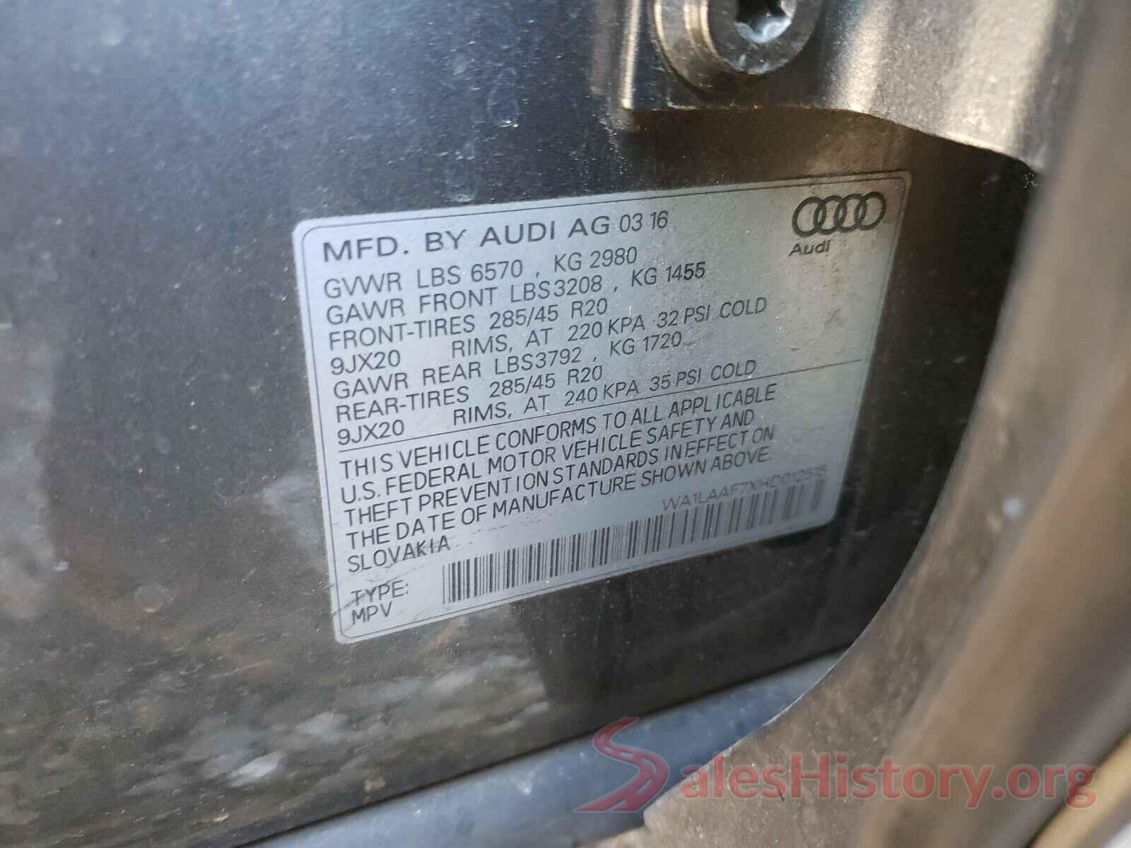 WA1LAAF7XHD012515 2017 AUDI Q7