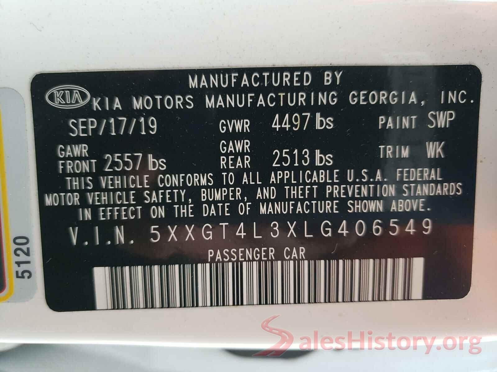 5XXGT4L3XLG406549 2020 KIA OPTIMA