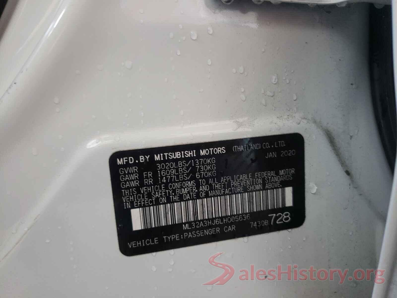 ML32A3HJ6LH005636 2020 MITSUBISHI MIRAGE