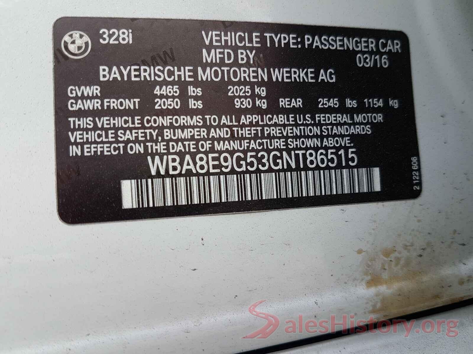 WBA8E9G53GNT86515 2016 BMW 3 SERIES