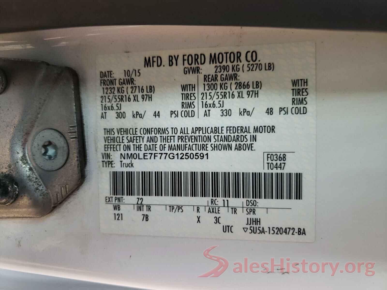 NM0LE7F77G1250591 2016 FORD TRANSIT CO