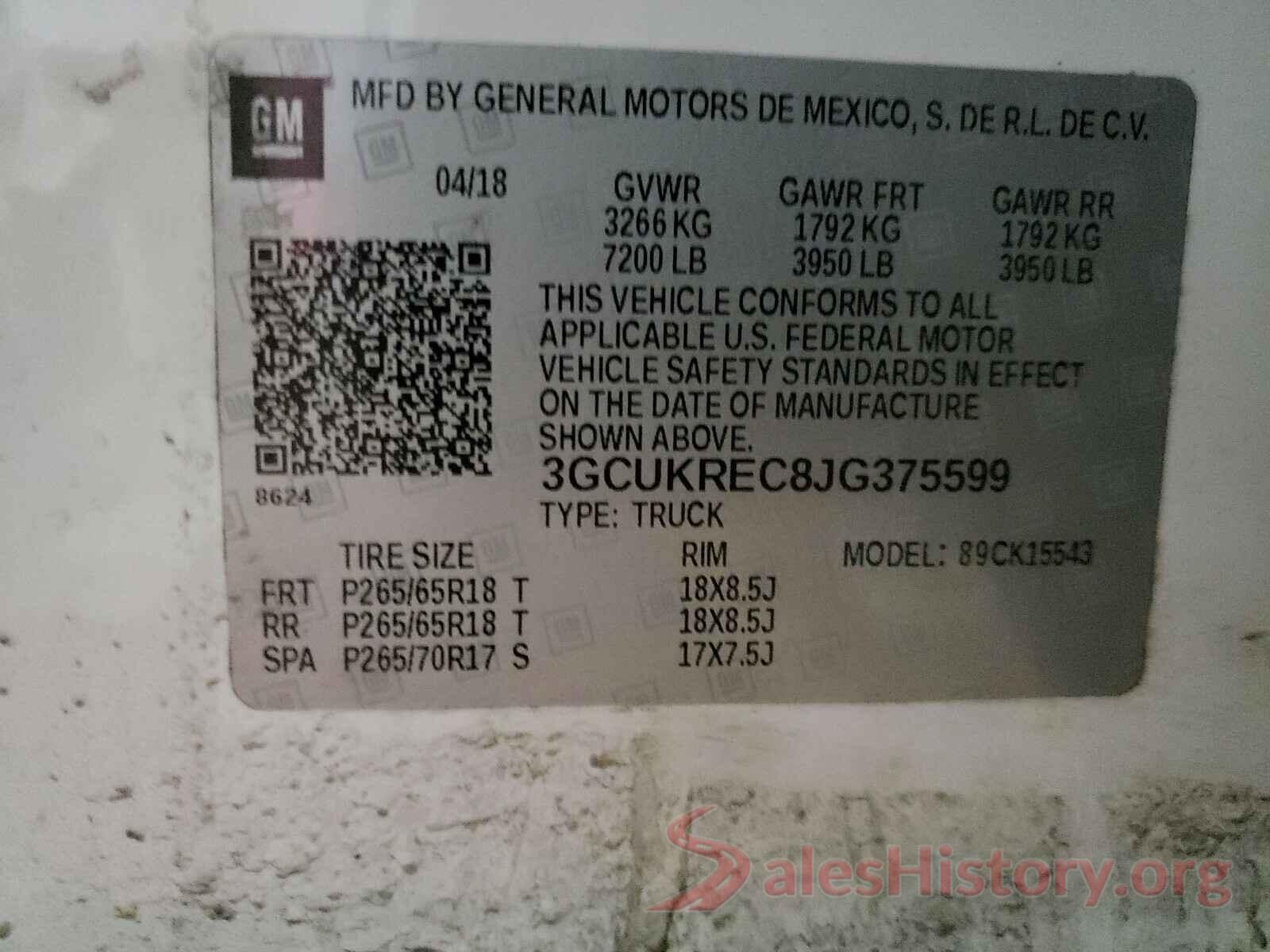 3GCUKREC8JG375599 2018 CHEVROLET SILVERADO