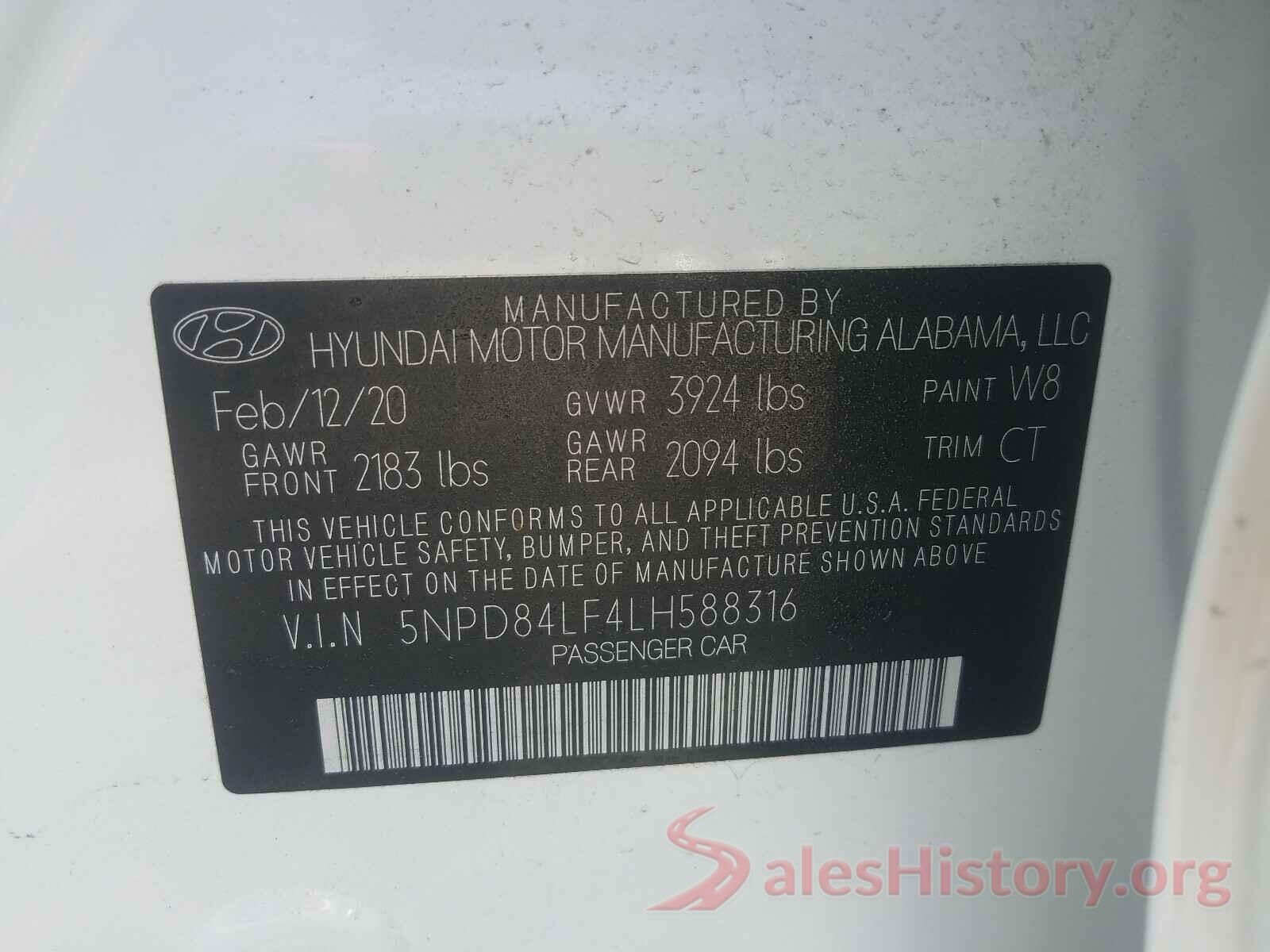 5NPD84LF4LH588316 2020 HYUNDAI ELANTRA