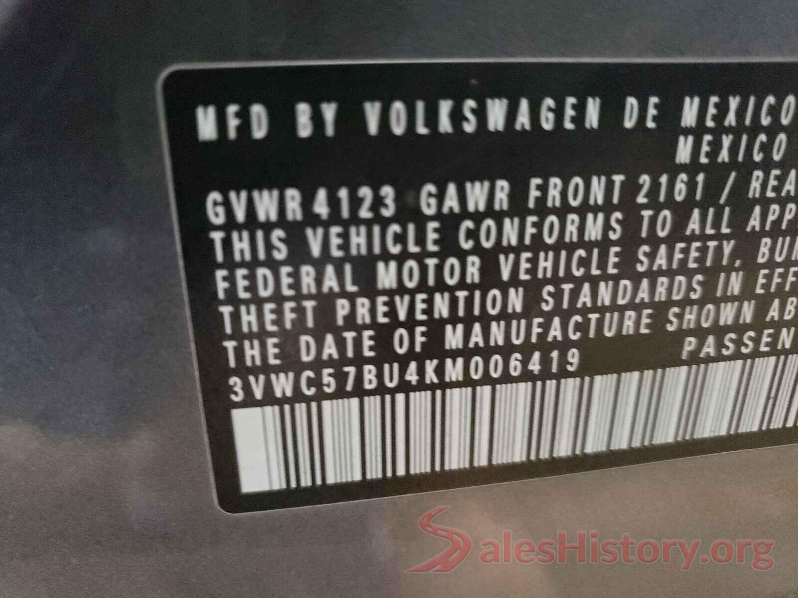 3VWC57BU4KM006419 2019 VOLKSWAGEN JETTA