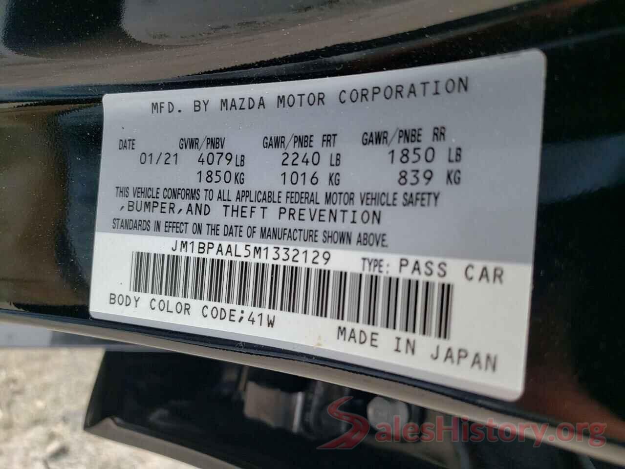 JM1BPAAL5M1332129 2021 MAZDA 3