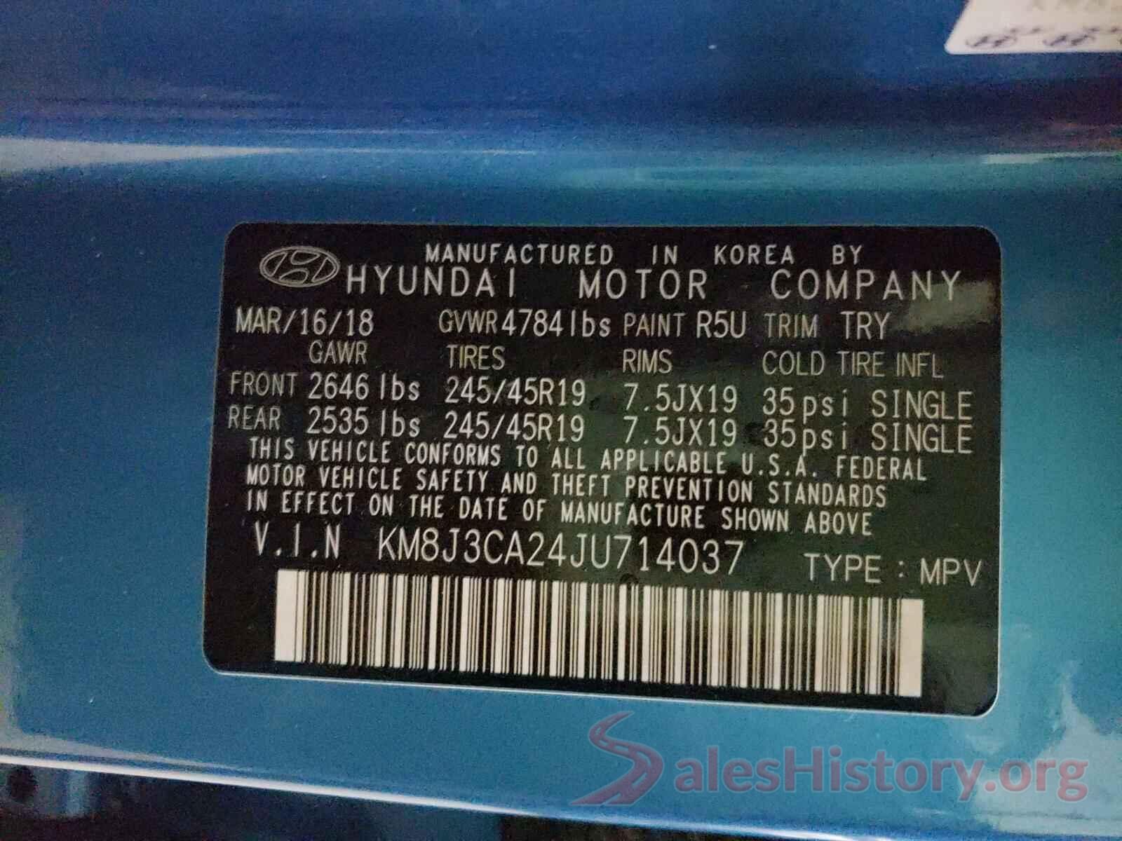 KM8J3CA24JU714037 2018 HYUNDAI TUCSON