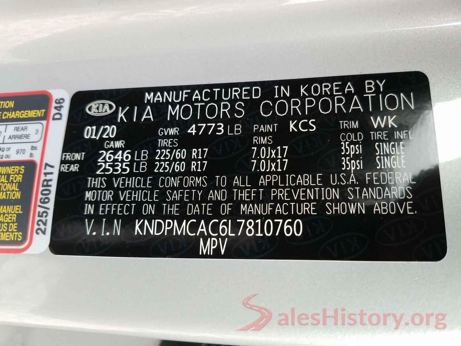 KNDPMCAC6L7810760 2020 KIA SPORTAGE