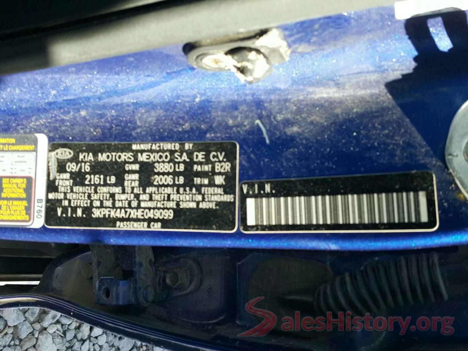 3KPFK4A7XHE049099 2017 KIA FORTE