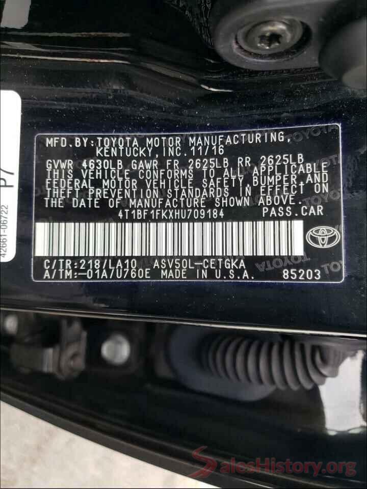 4T1BF1FKXHU709184 2017 TOYOTA CAMRY