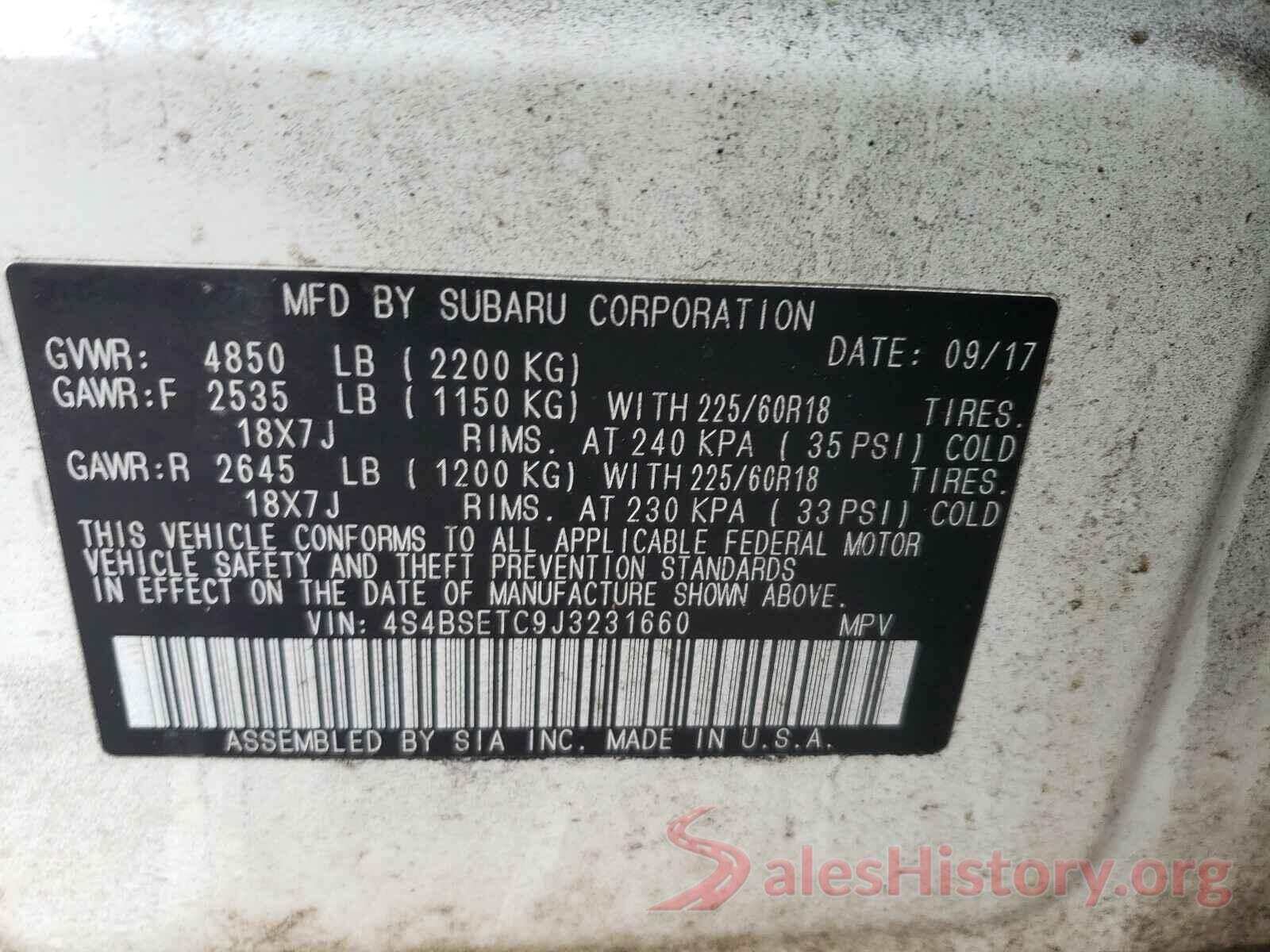 4S4BSETC9J3231660 2018 SUBARU OUTBACK