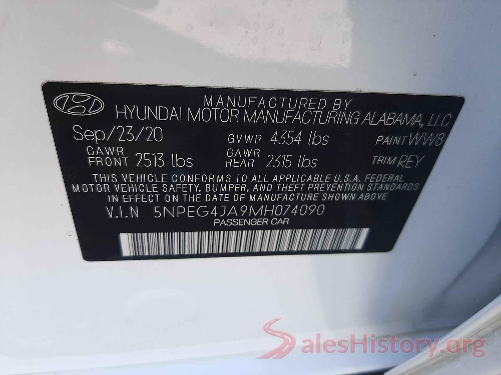 5NPEG4JA9MH074090 2021 HYUNDAI SONATA