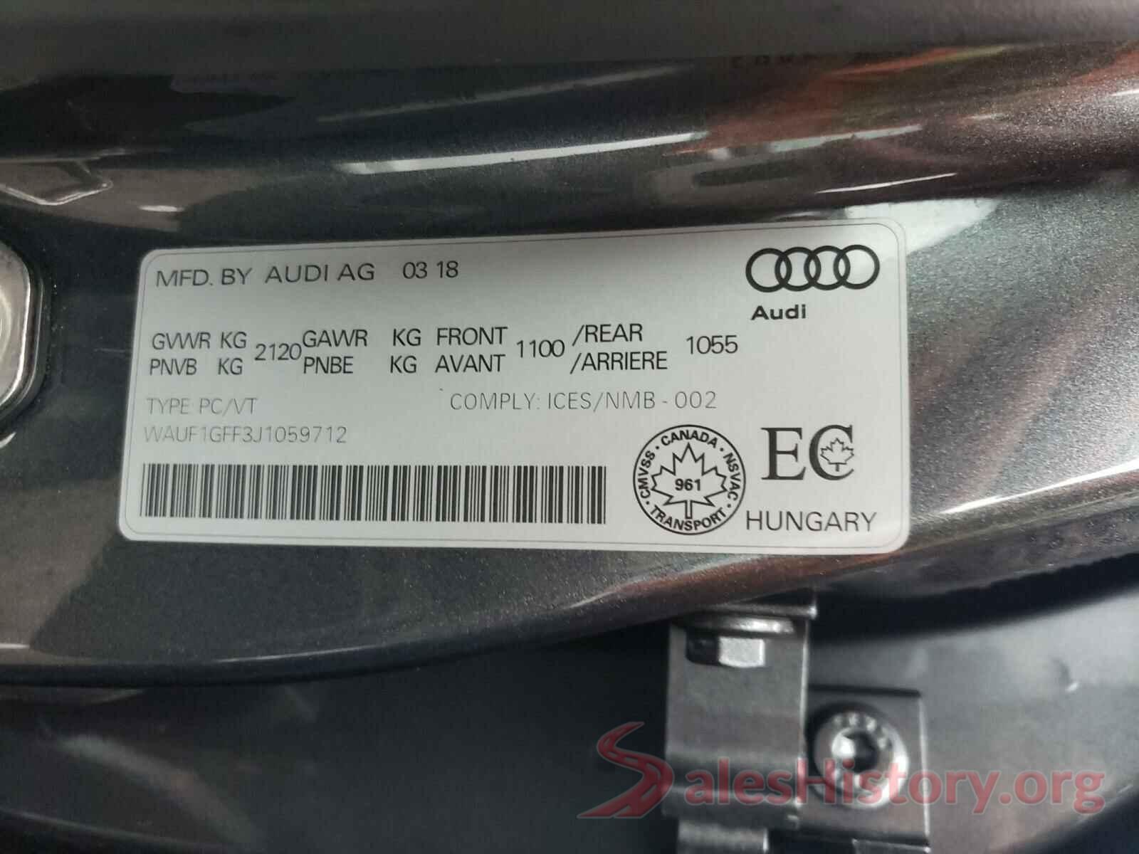 WAUF1GFF3J1059712 2018 AUDI S3