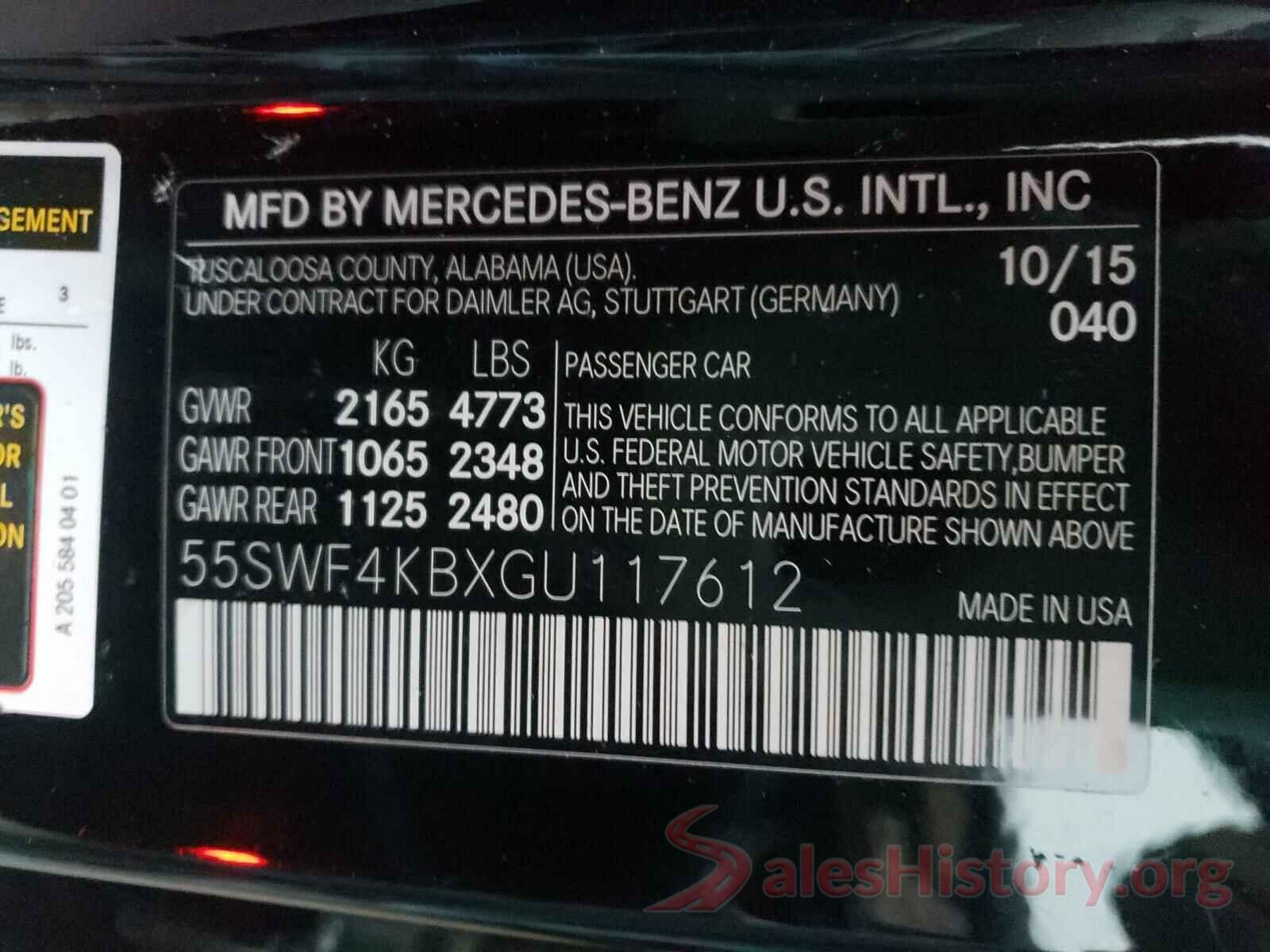 55SWF4KBXGU117612 2016 MERCEDES-BENZ C CLASS