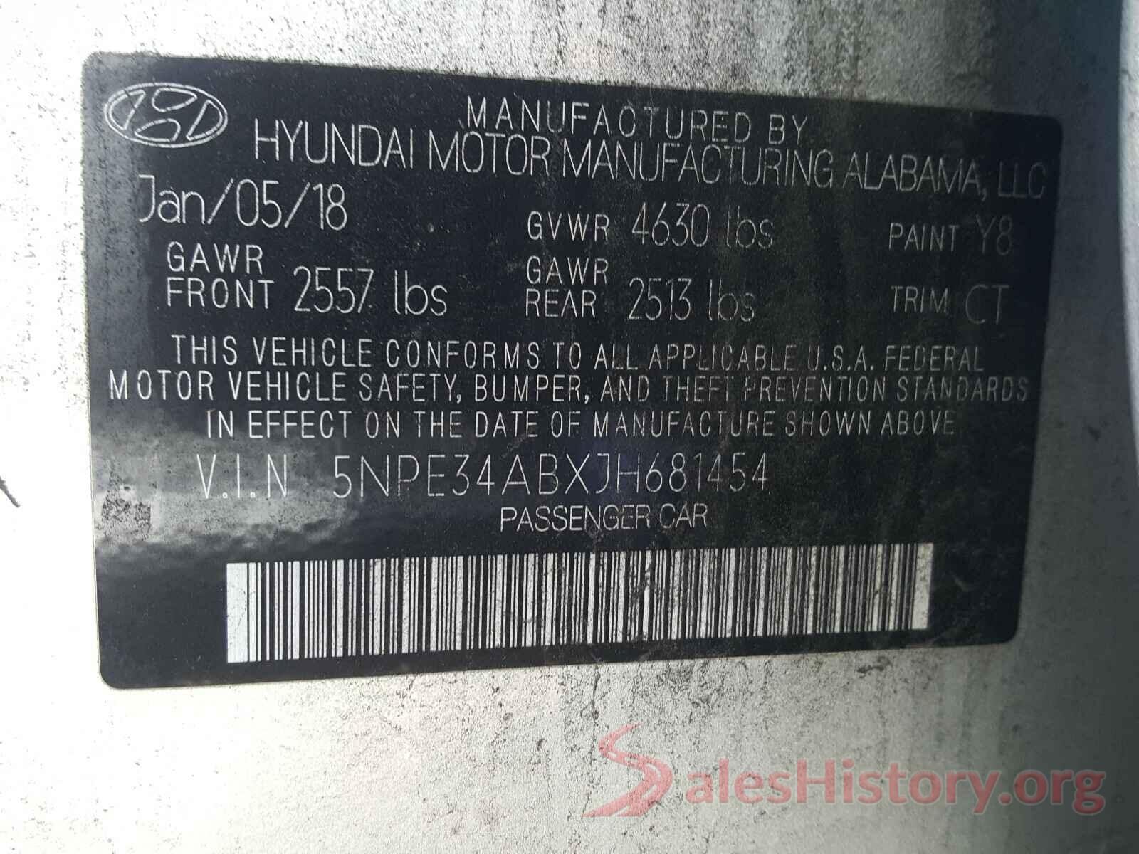 5NPE34ABXJH681454 2018 HYUNDAI SONATA