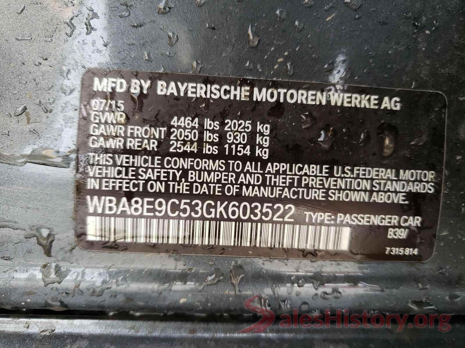 WBA8E9C53GK603522 2016 BMW 3 SERIES