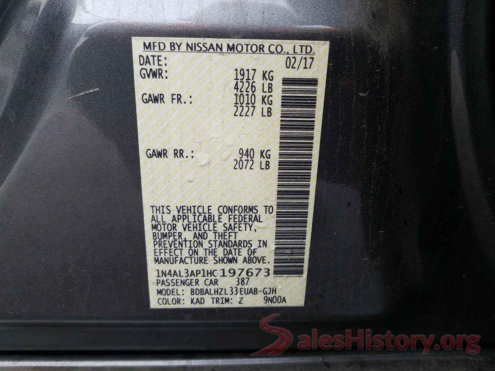 1N4AL3AP1HC197673 2017 NISSAN ALTIMA