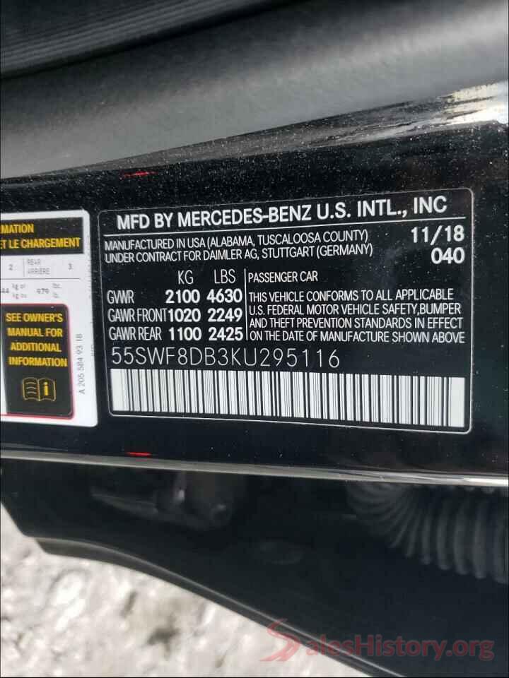 55SWF8DB3KU295116 2019 MERCEDES-BENZ C CLASS