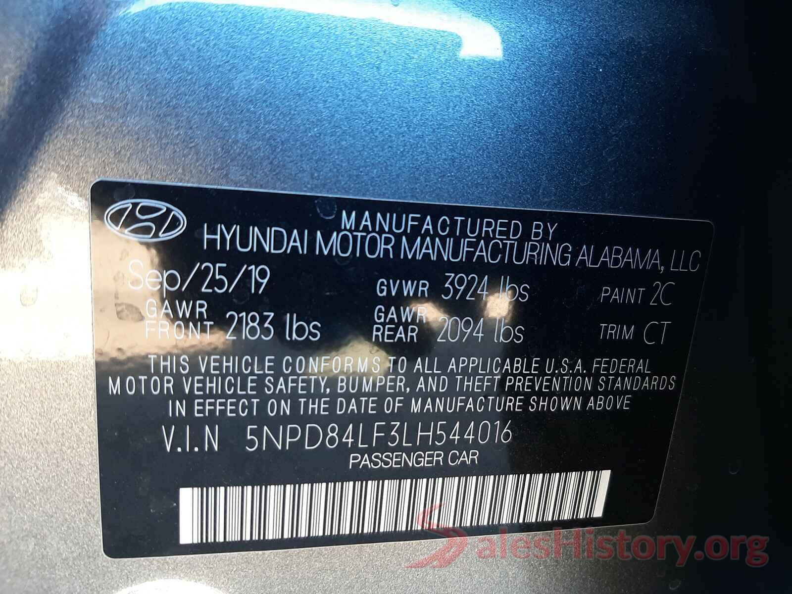 5NPD84LF3LH544016 2020 HYUNDAI ELANTRA