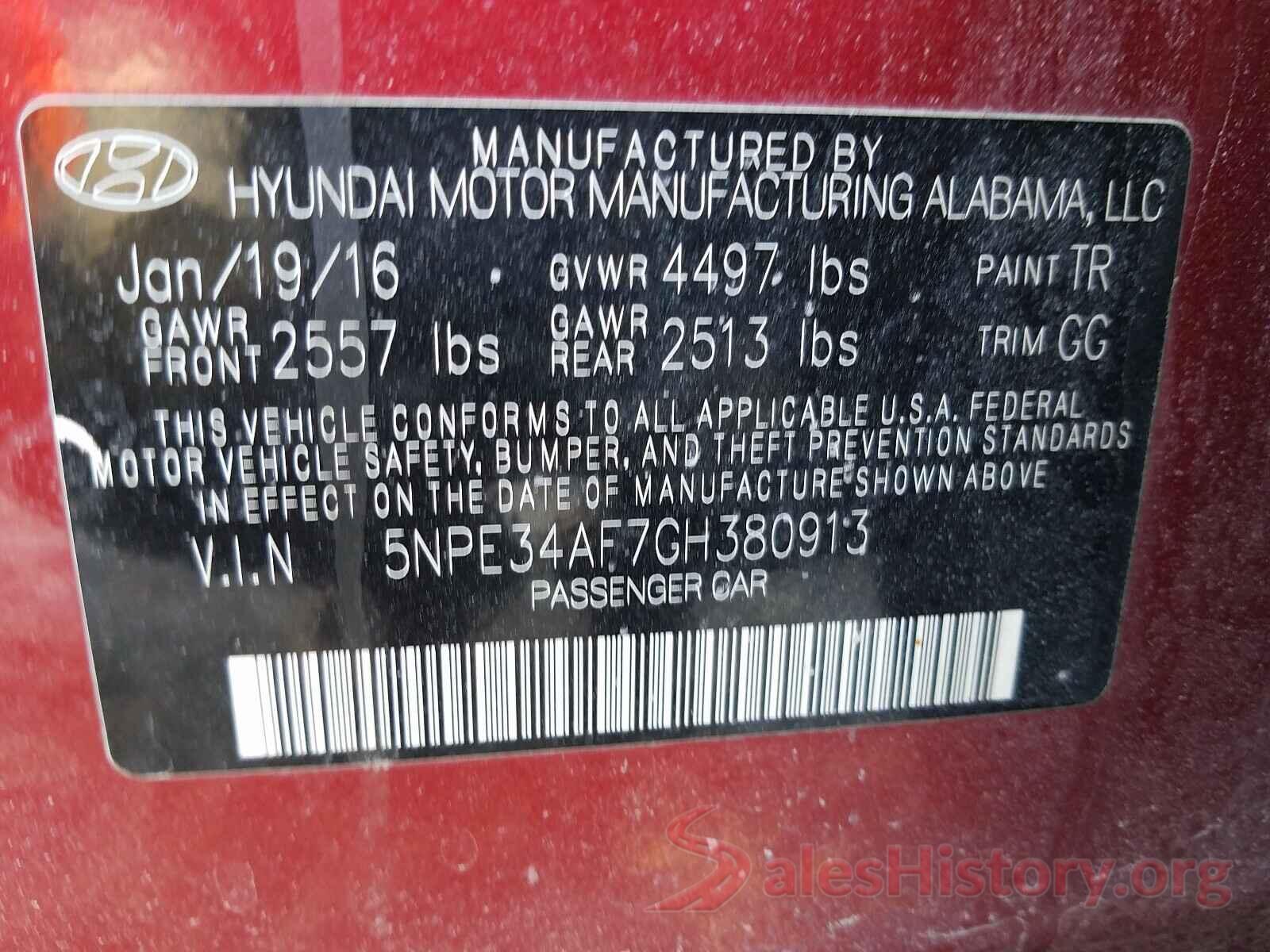 5NPE34AF7GH380913 2016 HYUNDAI SONATA