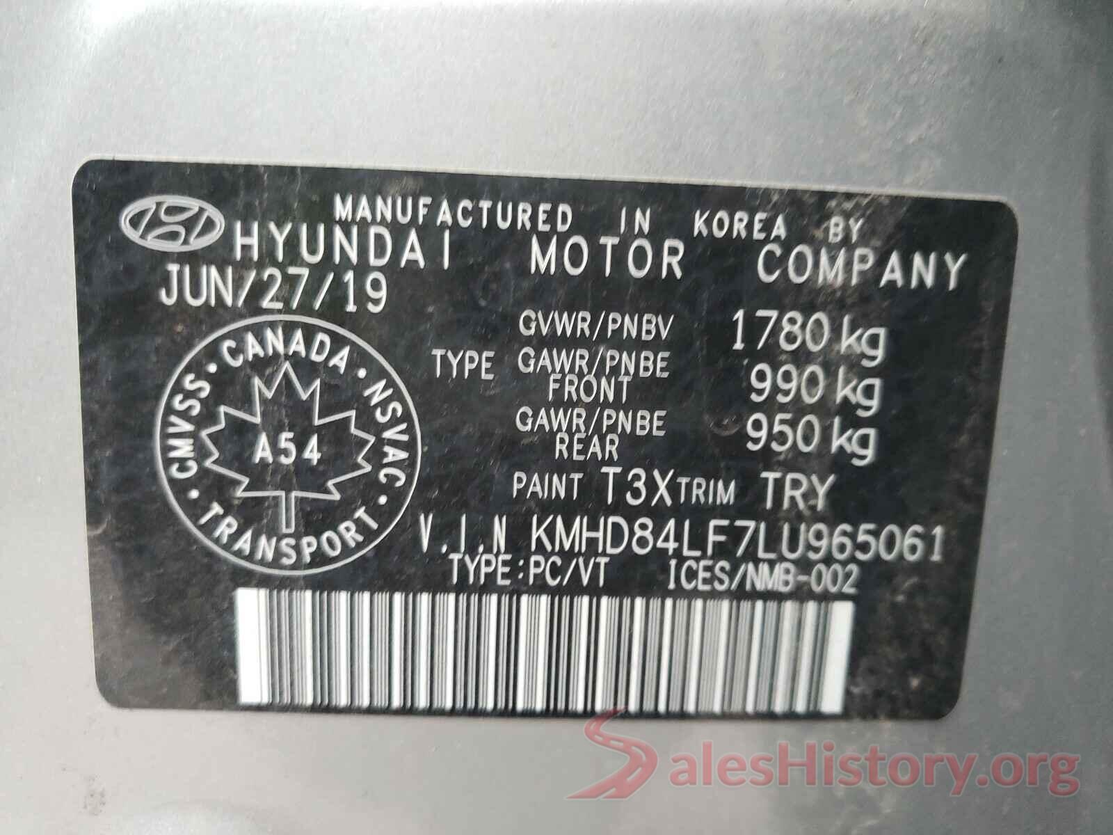 KMHD84LF7LU965061 2020 HYUNDAI ELANTRA