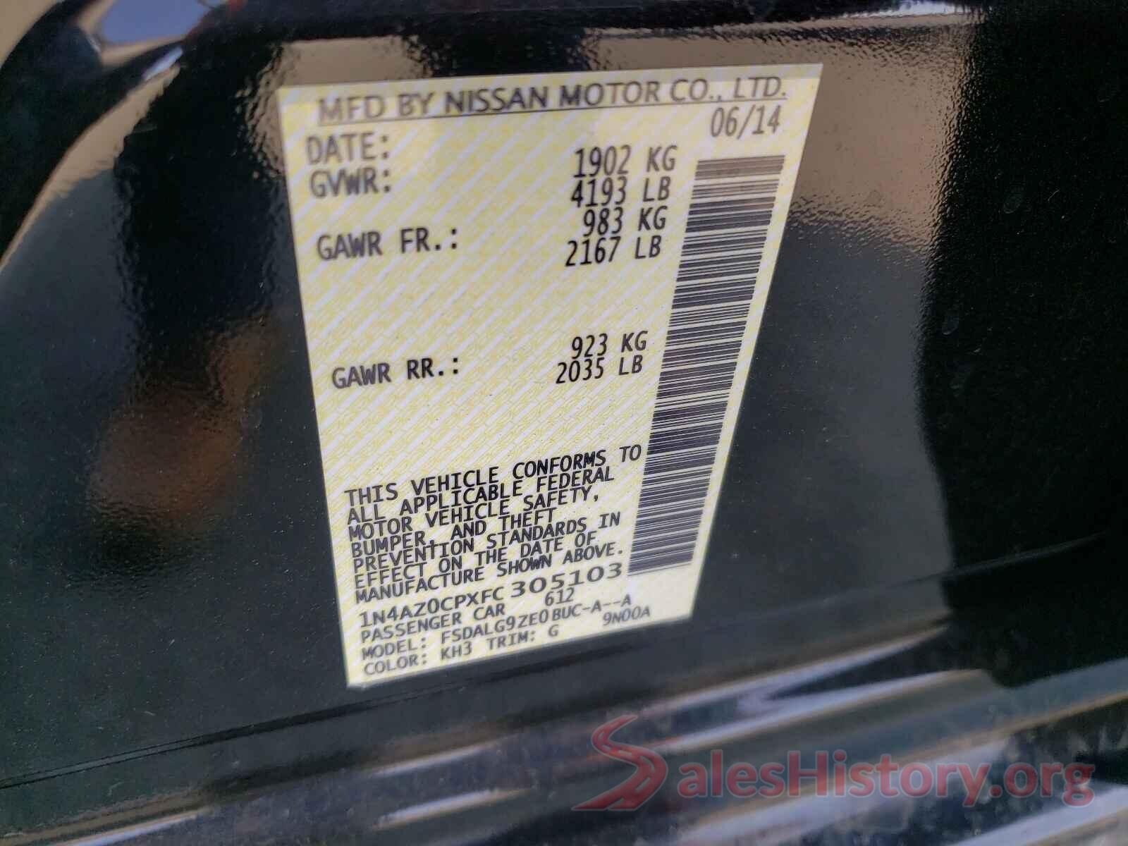 1N4AZ0CPXFC305103 2015 NISSAN LEAF