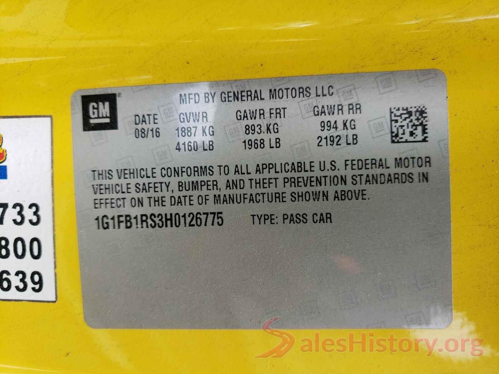 1G1FB1RS3H0126775 2017 CHEVROLET CAMARO