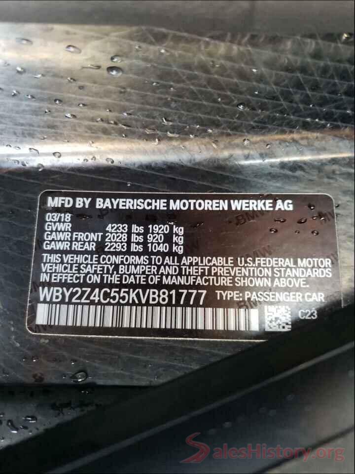 WBY2Z4C55KVB81777 2019 BMW I SERIES