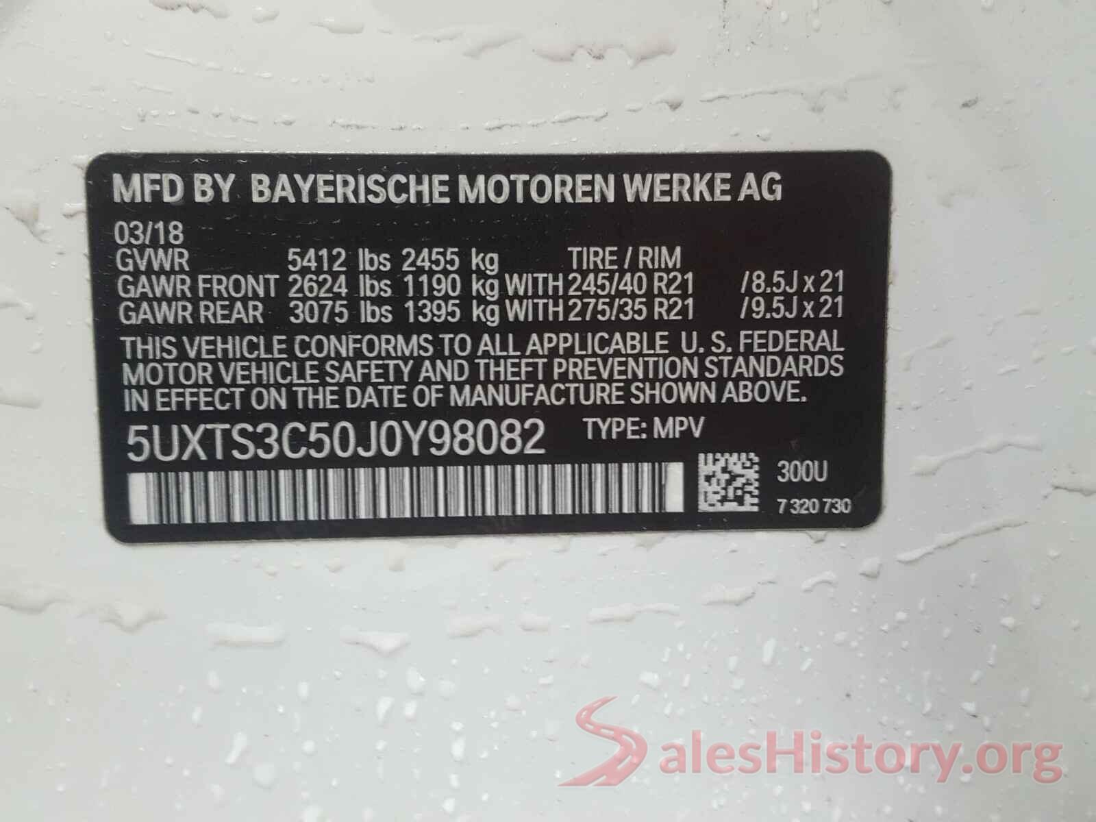 5UXTS3C50J0Y98082 2018 BMW X3