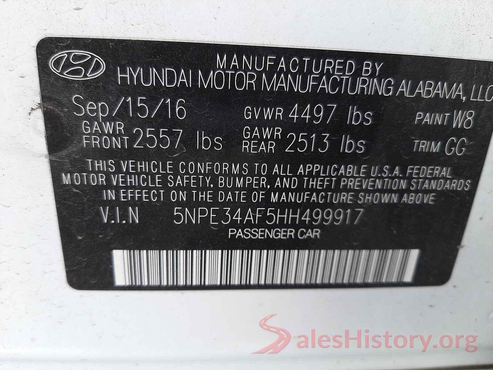 5NPE34AF5HH499917 2017 HYUNDAI SONATA