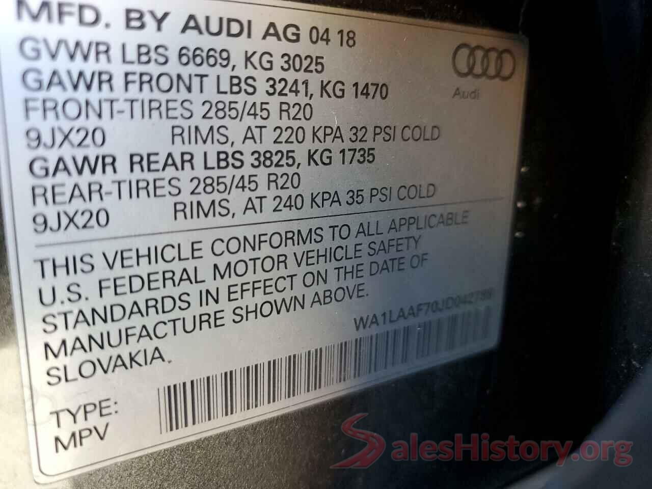 WA1LAAF70JD042788 2018 AUDI Q7