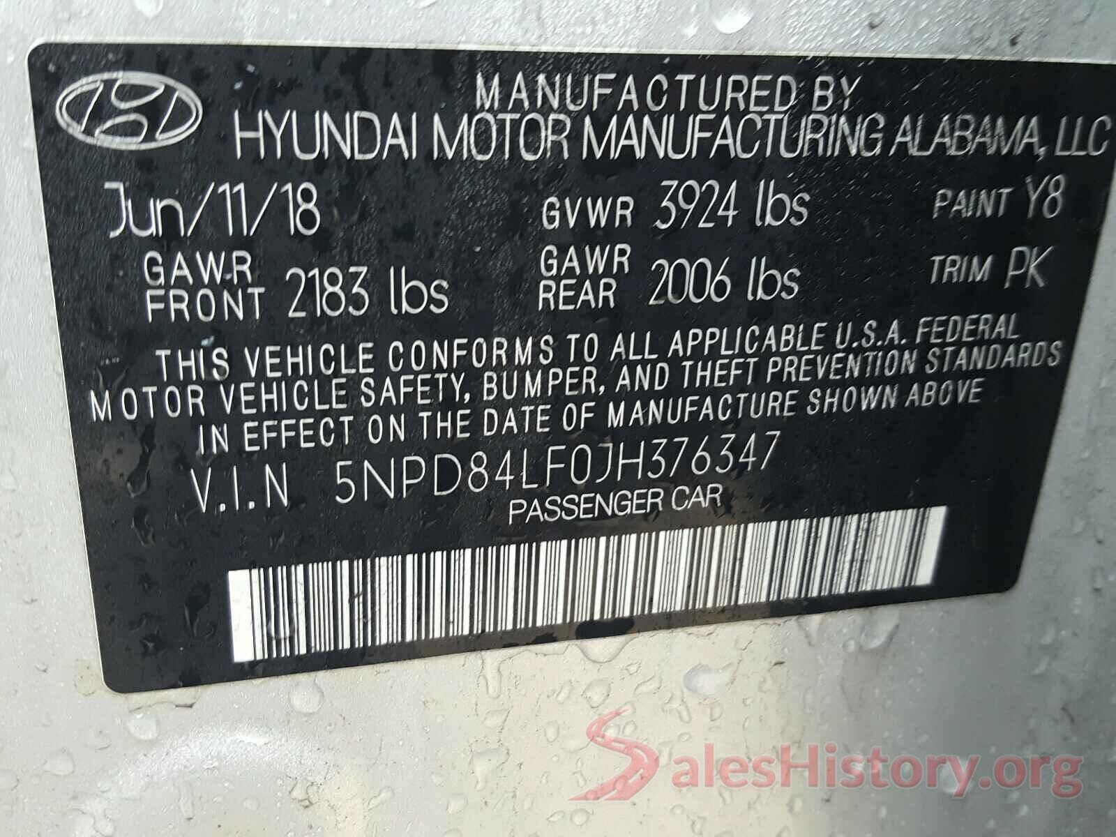 5NPD84LF0JH376347 2018 HYUNDAI ELANTRA