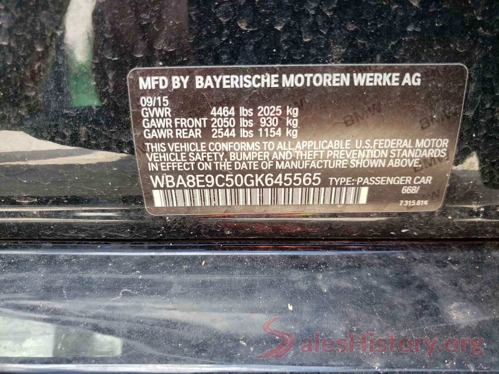 WBA8E9C50GK645565 2016 BMW 3 SERIES