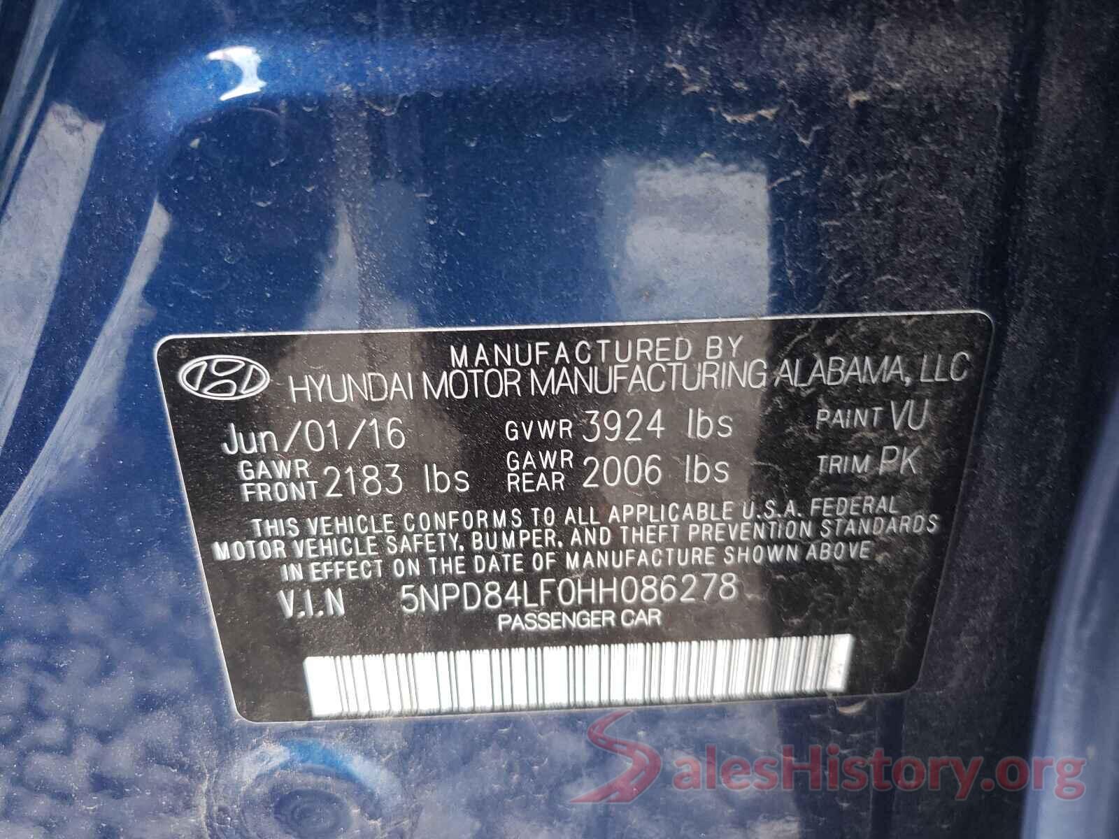 5NPD84LF0HH086278 2017 HYUNDAI ELANTRA