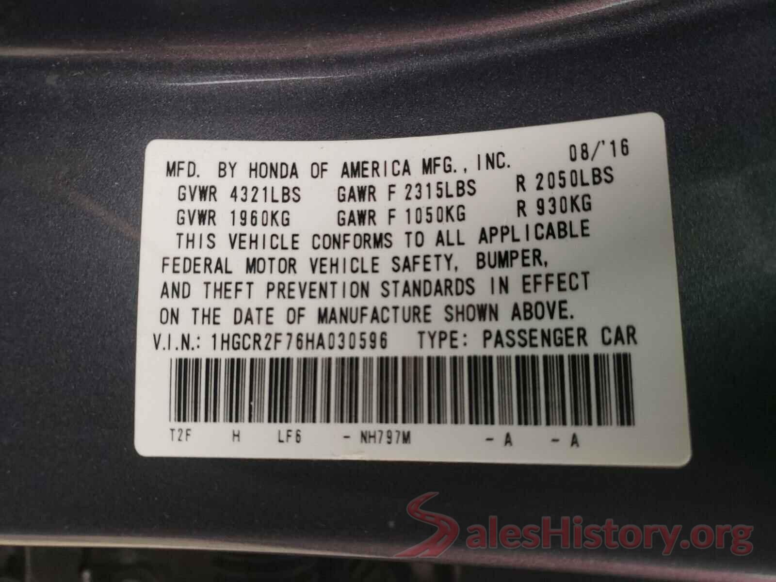 1HGCR2F76HA030596 2017 HONDA ACCORD