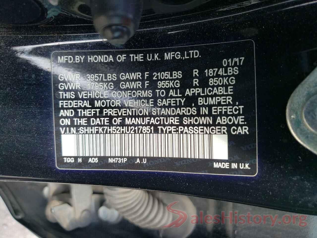 SHHFK7H52HU217851 2017 HONDA CIVIC