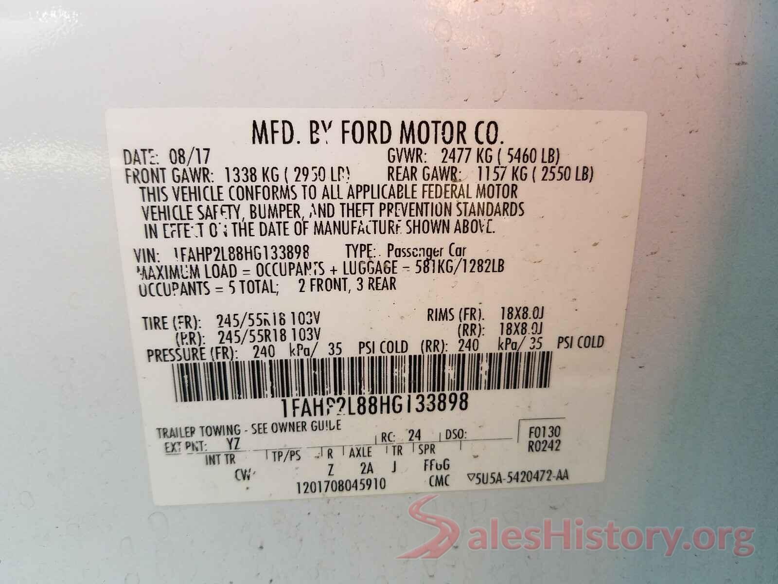 1FAHP2L88HG133898 2017 FORD TAURUS