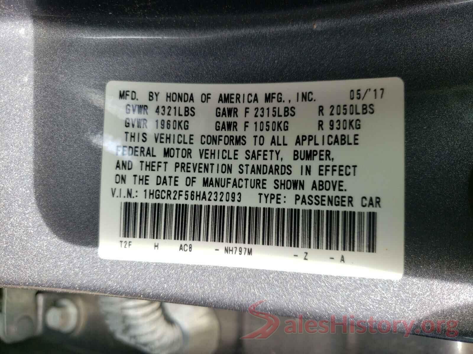 1HGCR2F56HA232093 2017 HONDA ACCORD