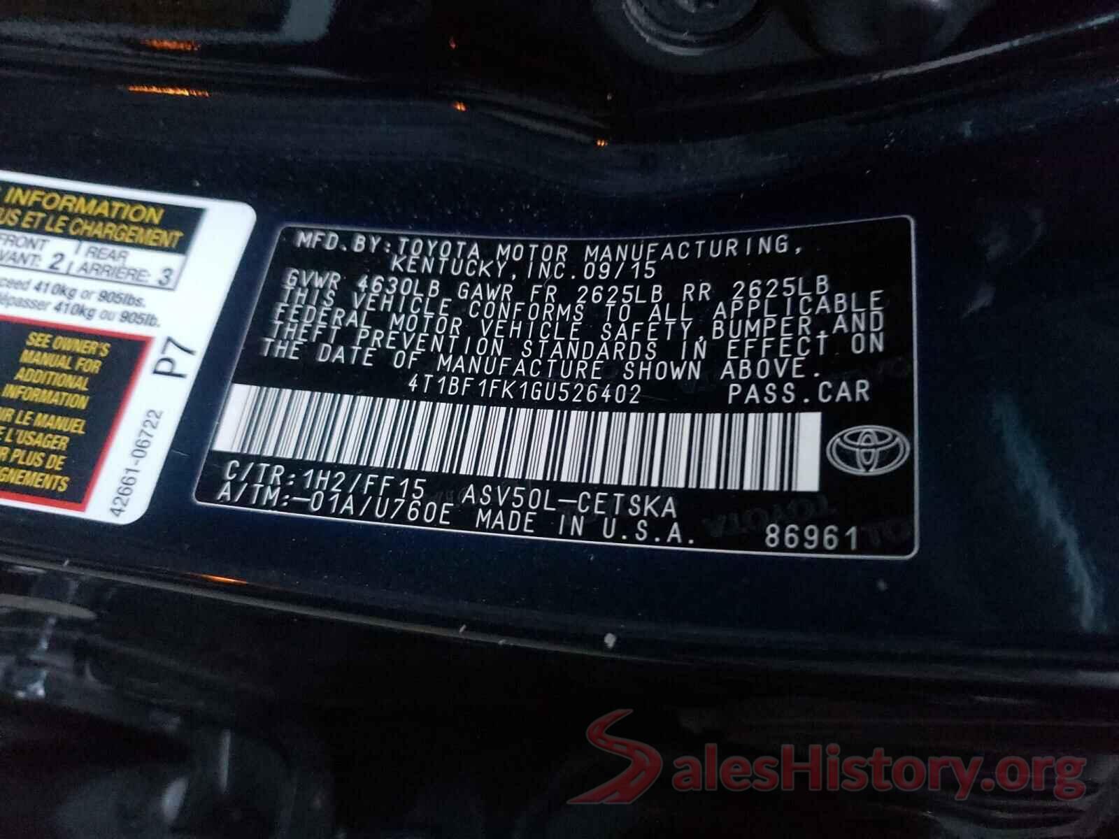 4T1BF1FK1GU526402 2016 TOYOTA CAMRY